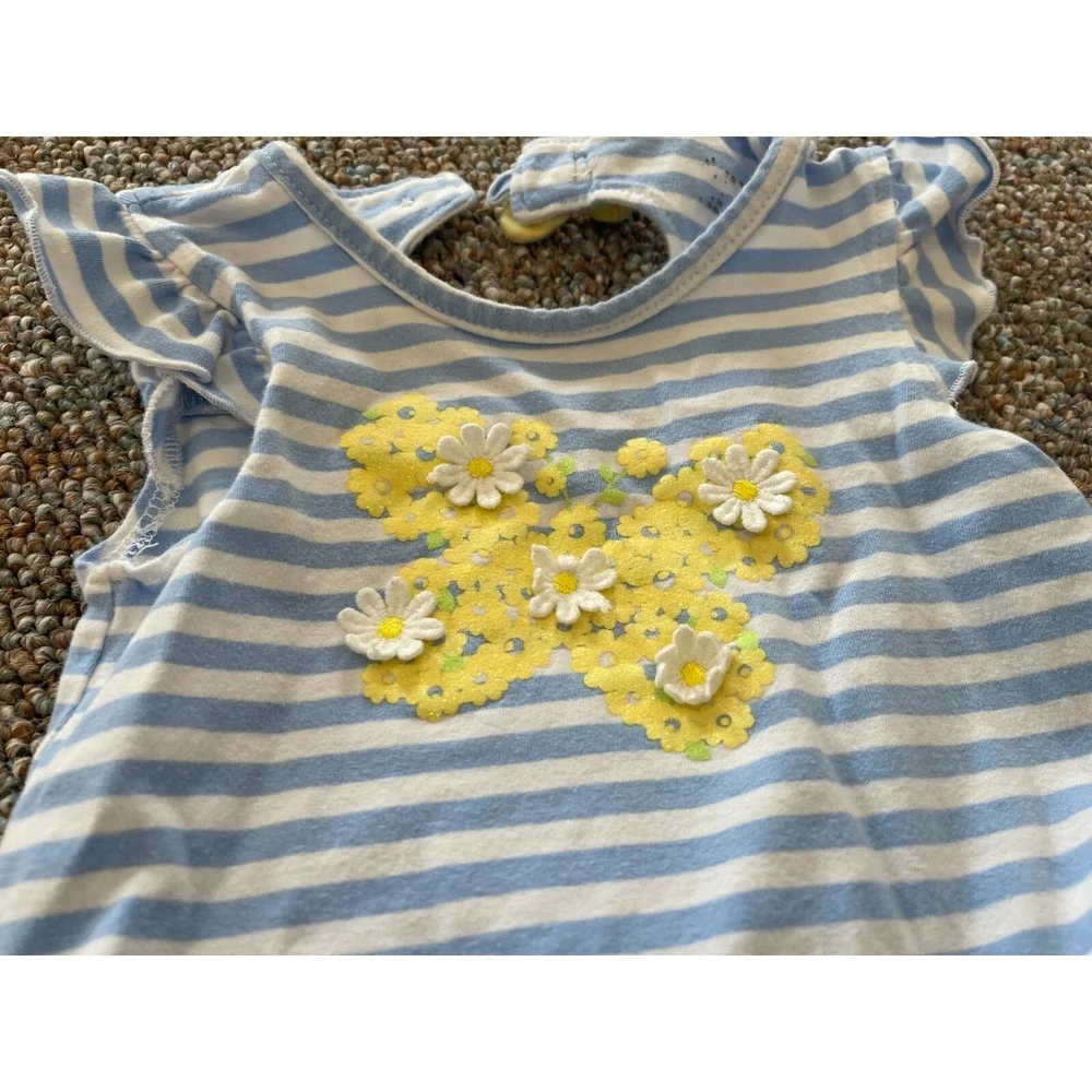 Little Me Girls Blue Striped Butterfly Top 18M
